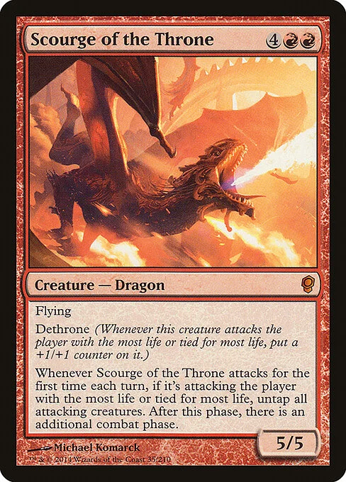Scourge of the Throne, carta Magic di tipo Creature — Dragon illustrata da Michael Komarck