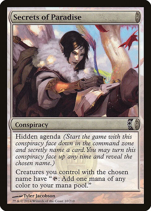 Secrets of Paradise, carta Magic di tipo Conspiracy illustrata da Tyler Jacobson