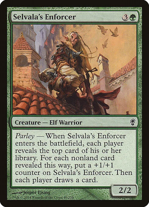Selvala's Enforcer, carta Magic di tipo Creature — Elf Warrior illustrata da Jesper Ejsing