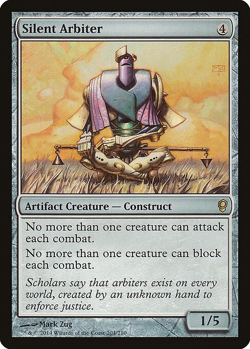 Silent Arbiter, carta Magic di tipo Artifact Creature — Construct illustrata da Mark Zug
