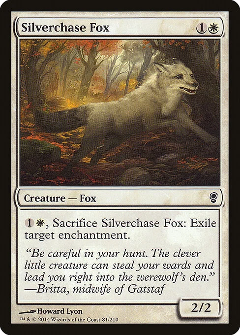 Silverchase Fox, carta Magic di tipo Creature — Fox illustrata da Howard Lyon