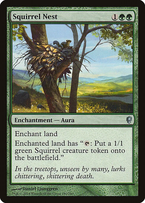 Squirrel Nest, carta Magic di tipo Enchantment — Aura illustrata da Daniel Ljunggren