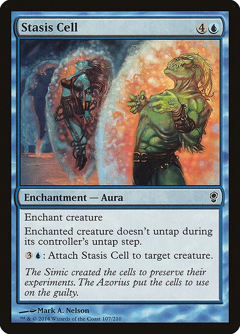 Stasis Cell, carta Magic di tipo Enchantment — Aura illustrata da Mark A. Nelson