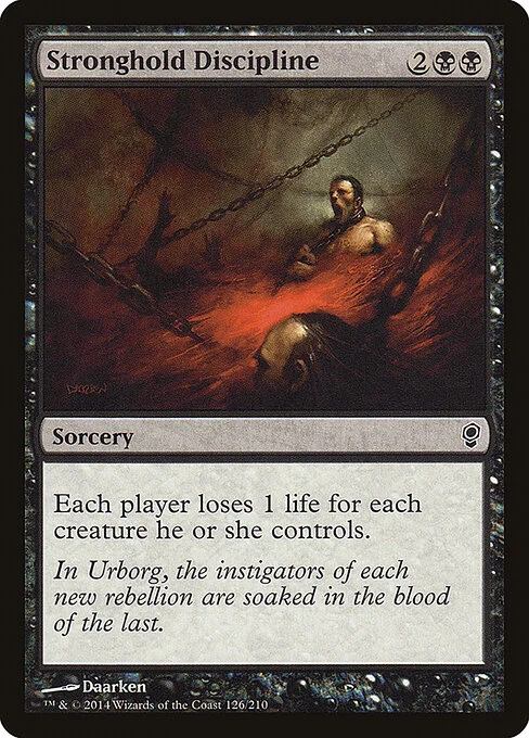 Stronghold Discipline, carta Magic di tipo Sorcery illustrata da Daarken