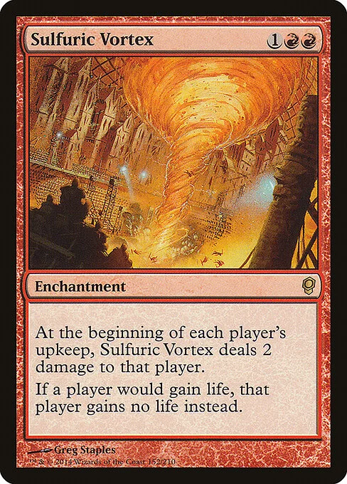 Sulfuric Vortex, carta Magic di tipo Enchantment illustrata da Greg Staples