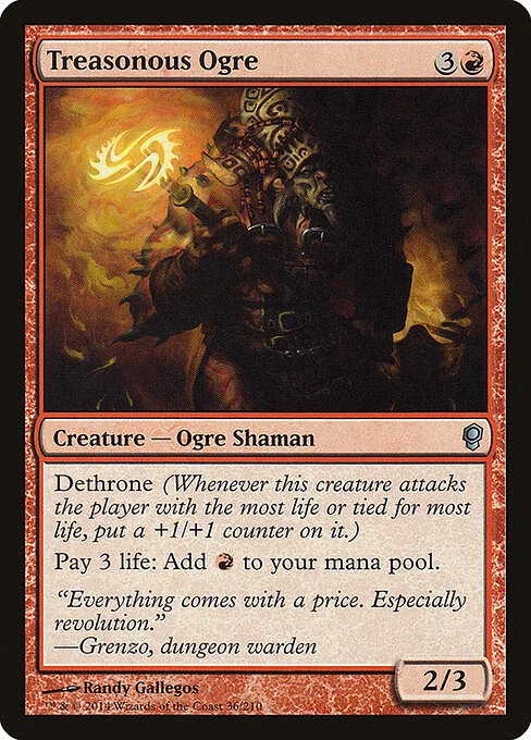 Treasonous Ogre, carta Magic di tipo Creature — Ogre Shaman illustrata da Randy Gallegos