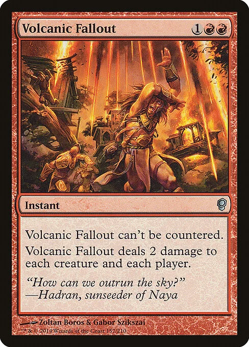 Volcanic Fallout, carta Magic di tipo Instant illustrata da Zoltan Boros & Gabor Szikszai