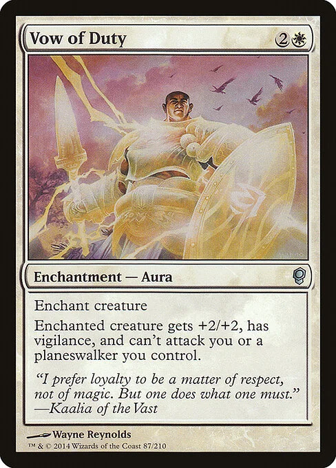 Vow of Duty, carta Magic di tipo Enchantment — Aura illustrata da Wayne Reynolds