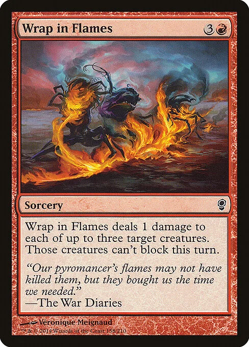 Wrap in Flames, carta Magic di tipo Sorcery illustrata da Véronique Meignaud