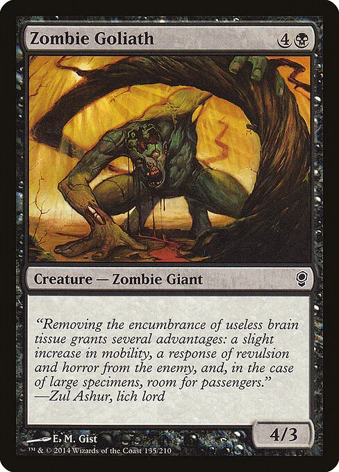 Zombie Goliath, carta Magic di tipo Creature — Zombie Giant illustrata da E. M. Gist
