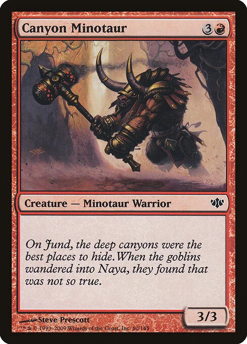 Canyon Minotaur, carta Magic di tipo Creature — Minotaur Warrior illustrata da Steve Prescott
