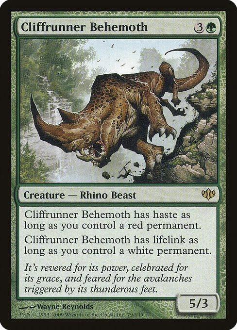 Cliffrunner Behemoth, carta Magic di tipo Creature — Rhino Beast illustrata da Wayne Reynolds