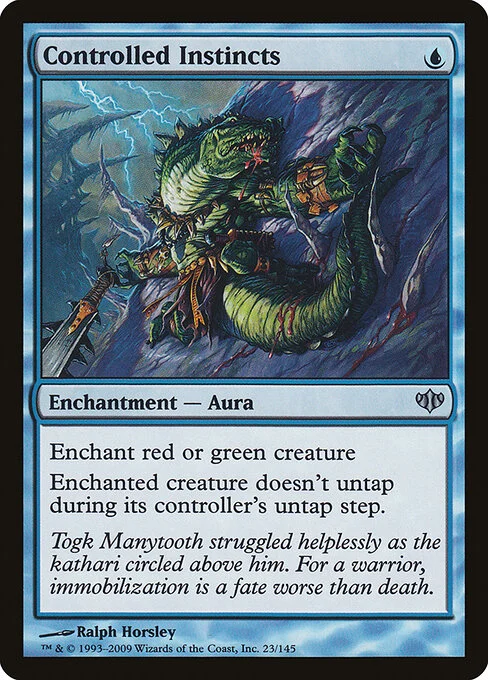 Controlled Instincts, carta Magic di tipo Enchantment — Aura illustrata da Ralph Horsley