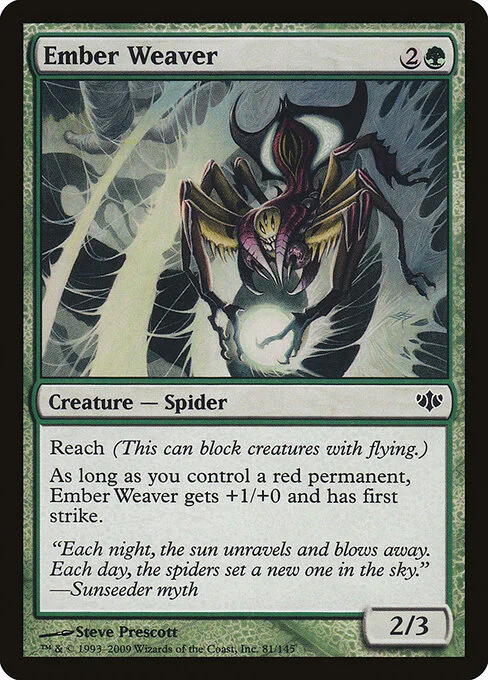 Ember Weaver, carta Magic di tipo Creature — Spider illustrata da Steve Prescott