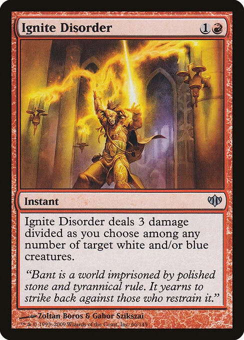 Ignite Disorder, carta Magic di tipo Instant illustrata da Zoltan Boros & Gabor Szikszai