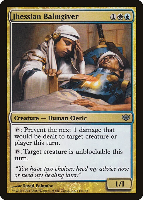 Jhessian Balmgiver, carta Magic di tipo Creature — Human Cleric illustrata da David Palumbo