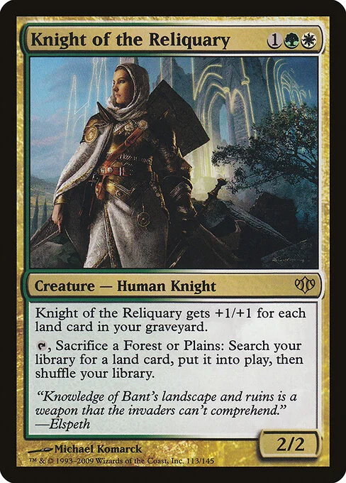 Knight of the Reliquary, carta Magic di tipo Creature — Human Knight illustrata da Michael Komarck