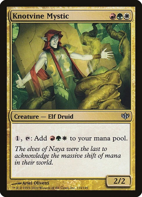 Knotvine Mystic, carta Magic di tipo Creature — Elf Druid illustrata da Ariel Olivetti