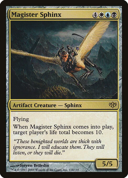 Magister Sphinx, carta Magic di tipo Artifact Creature — Sphinx illustrata da Steven Belledin