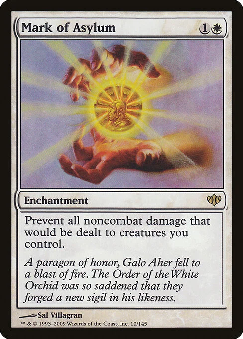 Mark of Asylum, carta Magic di tipo Enchantment illustrata da Sal Villagran
