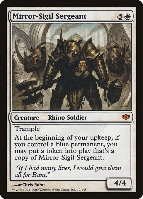 Mirror-Sigil Sergeant, carta Magic di tipo Creature — Rhino Soldier illustrata da Chris Rahn