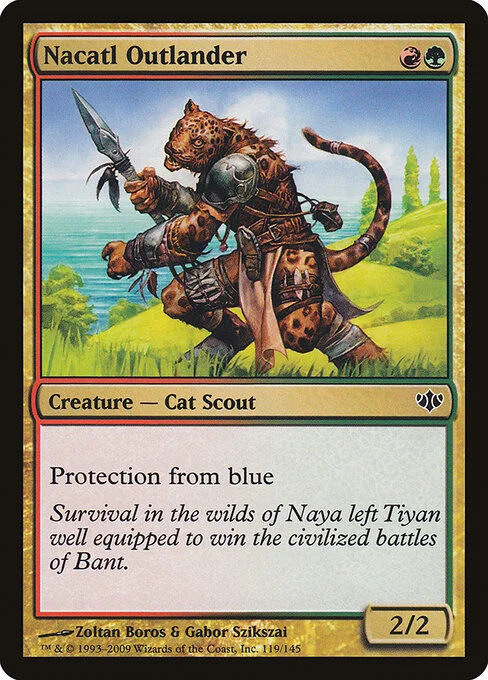 Nacatl Outlander, carta Magic di tipo Creature — Cat Scout illustrata da Zoltan Boros & Gabor Szikszai