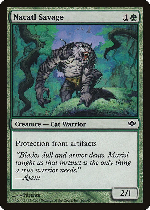 Nacatl Savage, carta Magic di tipo Creature — Cat Warrior illustrata da Paolo Parente