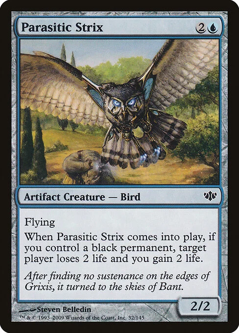 Parasitic Strix, carta Magic di tipo Artifact Creature — Bird illustrata da Steven Belledin