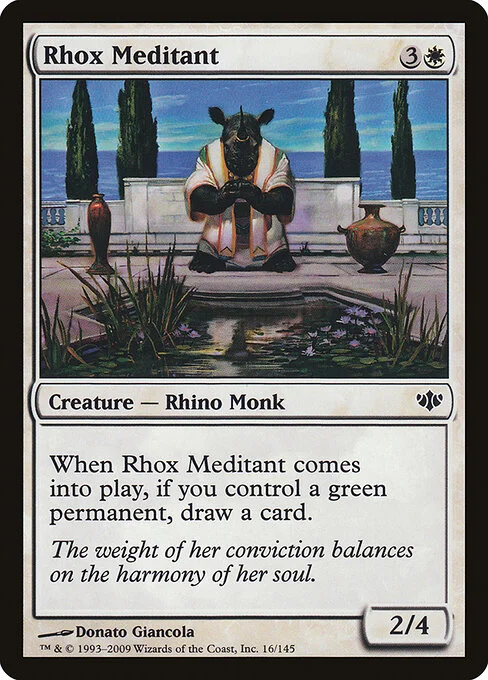 Rhox Meditant, carta Magic di tipo Creature — Rhino Monk illustrata da Donato Giancola