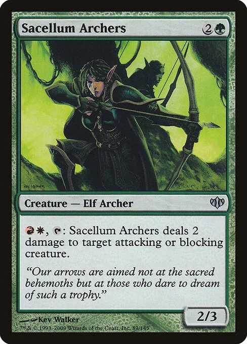 Sacellum Archers, carta Magic di tipo Creature — Elf Archer illustrata da Kev Walker