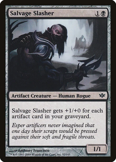 Salvage Slasher, carta Magic di tipo Artifact Creature — Human Rogue illustrata da Anthony Francisco