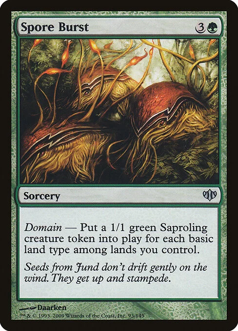 Spore Burst, carta Magic di tipo Sorcery illustrata da Daarken