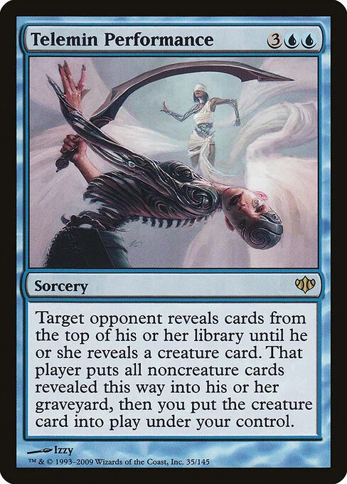 Telemin Performance, carta Magic di tipo Sorcery illustrata da Izzy