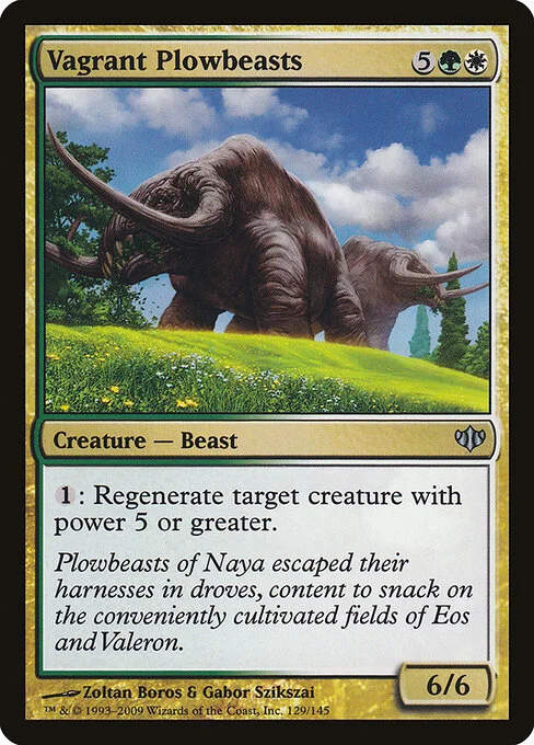 Vagrant Plowbeasts, carta Magic di tipo Creature — Beast illustrata da Zoltan Boros & Gabor Szikszai