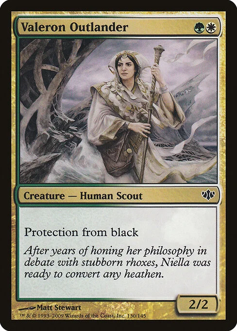 Valeron Outlander, carta Magic di tipo Creature — Human Scout illustrata da Matt Stewart