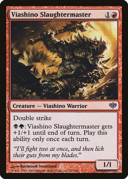 Viashino Slaughtermaster, carta Magic di tipo Creature — Lizard Warrior illustrata da Raymond Swanland