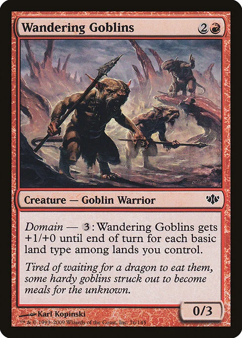 Wandering Goblins, carta Magic di tipo Creature — Goblin Warrior illustrata da Karl Kopinski