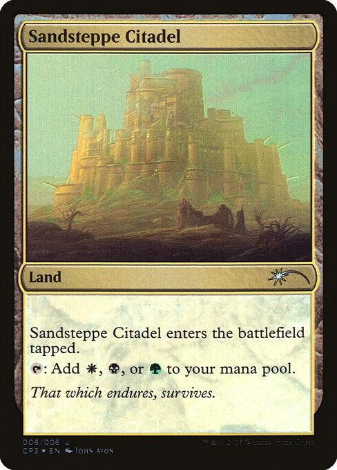 Sandsteppe Citadel, carta Magic di tipo Land illustrata da John Avon