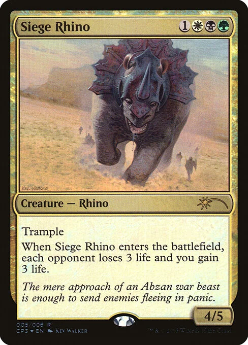 Siege Rhino, carta Magic di tipo Creature — Rhino illustrata da Kev Walker