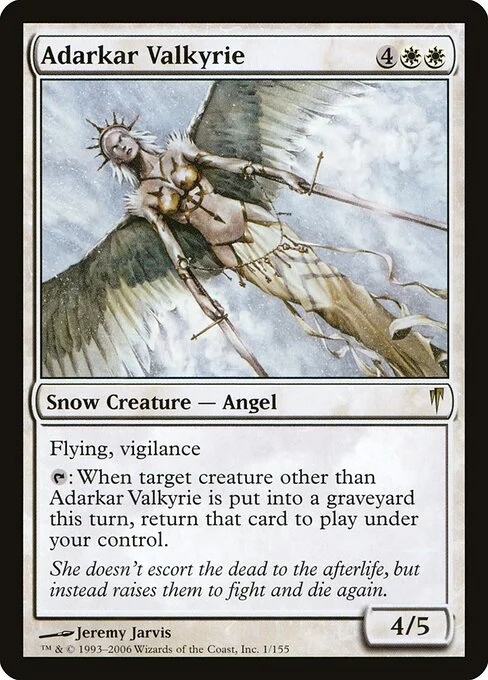 Adarkar Valkyrie, carta Magic di tipo Snow Creature — Angel illustrata da Jeremy Jarvis