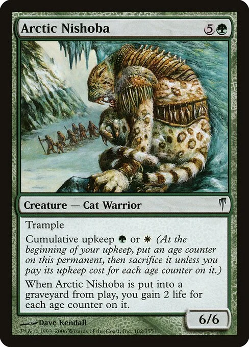 Arctic Nishoba, carta Magic di tipo Creature — Cat Warrior illustrata da Dave Kendall