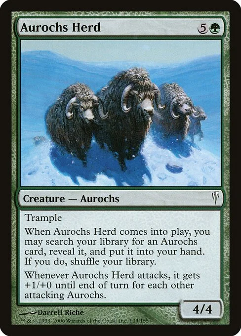 Aurochs Herd, carta Magic di tipo Creature — Aurochs illustrata da Darrell Riche