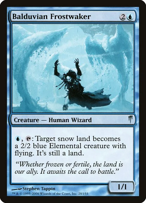 Balduvian Frostwaker, carta Magic di tipo Creature — Human Wizard illustrata da Stephen Tappin