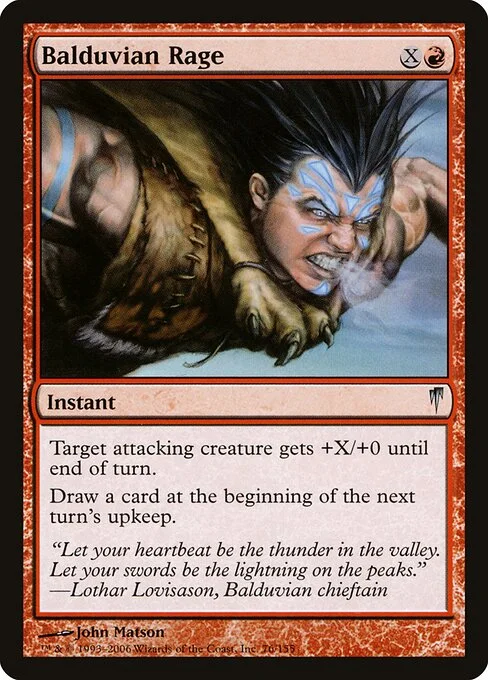 Balduvian Rage, carta Magic di tipo Instant illustrata da John Matson
