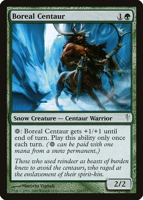 Boreal Centaur, carta Magic di tipo Snow Creature — Centaur Warrior illustrata da Marcelo Vignali