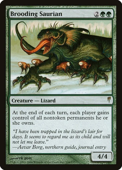 Brooding Saurian, carta Magic di tipo Creature — Lizard illustrata da rk post