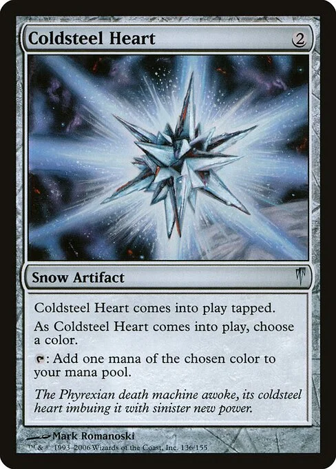 Coldsteel Heart, carta Magic di tipo Snow Artifact illustrata da Mark Romanoski