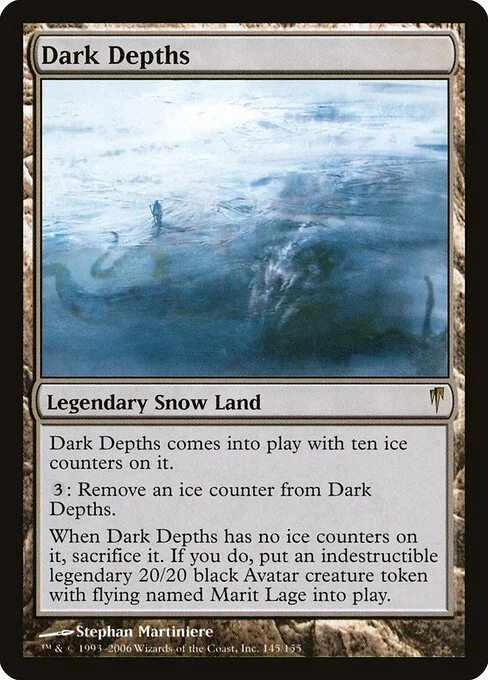 Dark Depths, carta Magic di tipo Legendary Snow Land illustrata da Stephan Martiniere