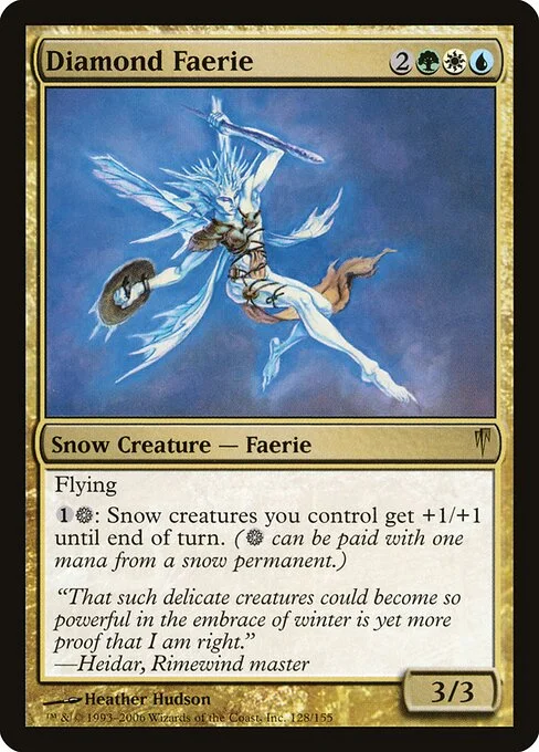 Diamond Faerie, carta Magic di tipo Snow Creature — Faerie illustrata da Heather Hudson