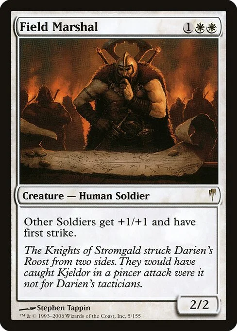 Field Marshal, carta Magic di tipo Creature — Human Soldier illustrata da Stephen Tappin